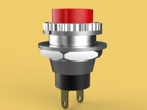 RED PUSH BUTTON MOMENTARY SELF RESET SMALL PRESS SWITCH ROUND Modelo 3D