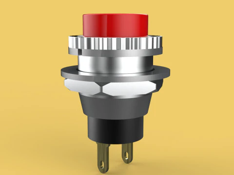 RED PUSH BUTTON MOMENTARY SELF RESET SMALL PRESS SWITCH ROUND 3D Model
