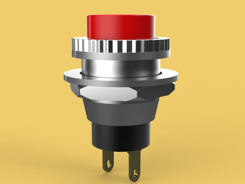 RED PUSH BUTTON MOMENTARY SELF RESET SMALL PRESS SWITCH ROUND Modelo 3D