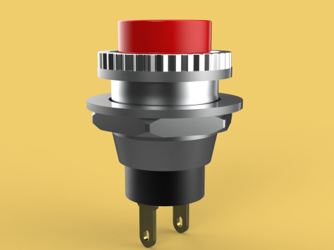 RED PUSH BUTTON MOMENTARY SELF RESET SMALL PRESS SWITCH ROUND Modelo 3D