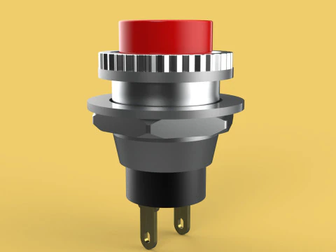 RED PUSH BUTTON MOMENTARY SELF RESET SMALL PRESS SWITCH ROUND 3D Model