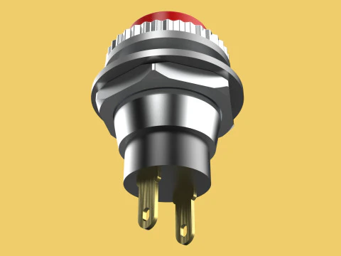 RED PUSH BUTTON MOMENTARY SELF RESET SMALL PRESS SWITCH ROUND 3D Model
