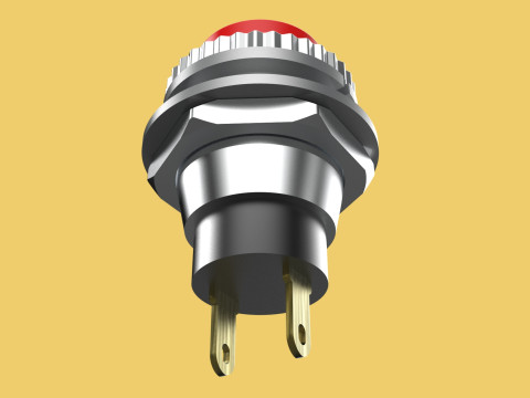 RED PUSH BUTTON MOMENTARY SELF RESET SMALL PRESS SWITCH ROUND Modelo 3D