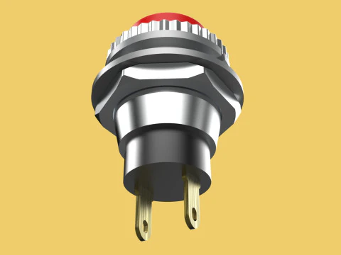 RED PUSH BUTTON MOMENTARY SELF RESET SMALL PRESS SWITCH ROUND 3D Model