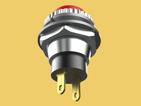 RED PUSH BUTTON MOMENTARY SELF RESET SMALL PRESS SWITCH ROUND 3D Model