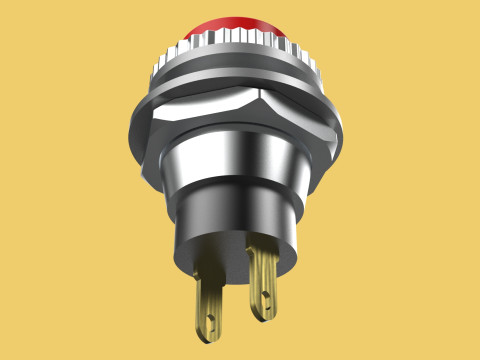 RED PUSH BUTTON MOMENTARY SELF RESET SMALL PRESS SWITCH ROUND Modelo 3D