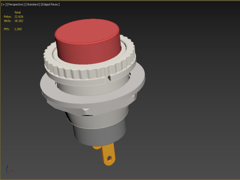 RED PUSH BUTTON MOMENTARY SELF RESET SMALL PRESS SWITCH ROUND Modelo 3D