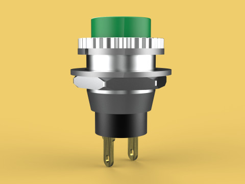 GREEN PUSH BUTTON MOMENTARY SELF RESET SMALL PRESS SWITCH ROUND 3D Модель