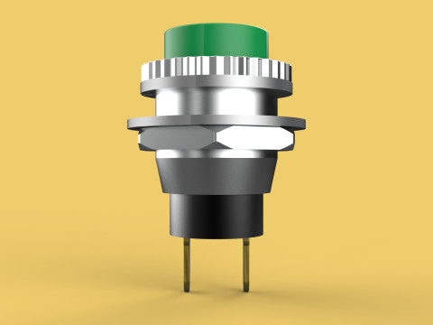 GREEN PUSH BUTTON MOMENTARY SELF RESET SMALL PRESS SWITCH ROUND 3D Model