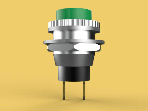 BOT&Atilde;O VERDE AUTO RESET MOMENT&Aacute;RIO PEQUENO INTERRUPTOR DE PRESS&Atilde;O REDONDO Modelo 3D