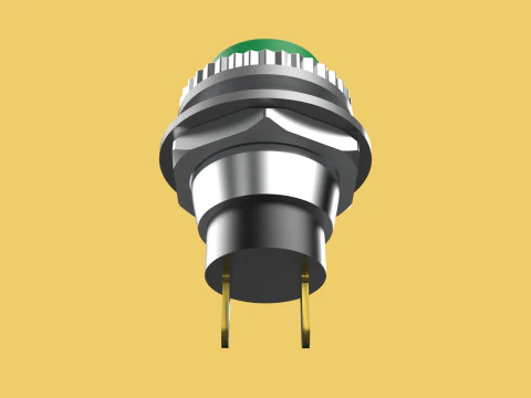 BOT&Atilde;O VERDE AUTO RESET MOMENT&Aacute;RIO PEQUENO INTERRUPTOR DE PRESS&Atilde;O REDONDO Modelo 3D