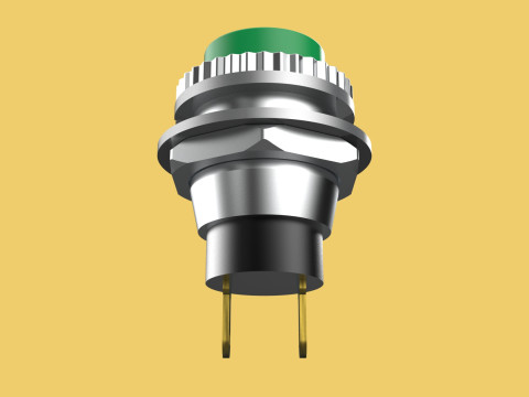 GREEN PUSH BUTTON MOMENTARY SELF RESET SMALL PRESS SWITCH ROUND 3D Model