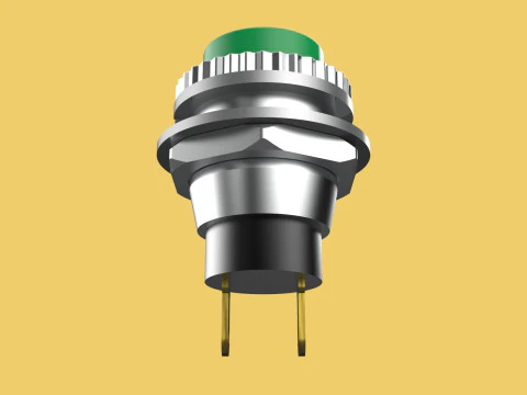 BOT&Atilde;O VERDE AUTO RESET MOMENT&Aacute;RIO PEQUENO INTERRUPTOR DE PRESS&Atilde;O REDONDO Modelo 3D