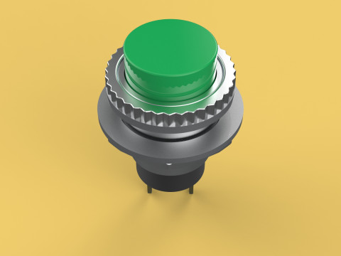GREEN PUSH BUTTON MOMENTARY SELF RESET SMALL PRESS SWITCH ROUND 3D Model