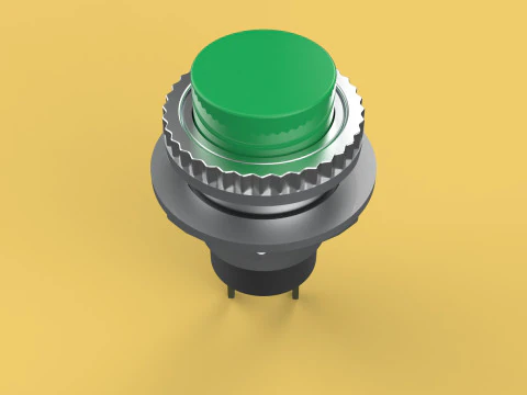 BOT&Atilde;O VERDE AUTO RESET MOMENT&Aacute;RIO PEQUENO INTERRUPTOR DE PRESS&Atilde;O REDONDO Modelo 3D