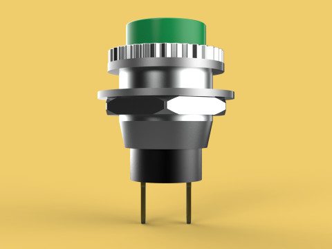 GREEN PUSH BUTTON MOMENTARY SELF RESET SMALL PRESS SWITCH ROUND 3D Model