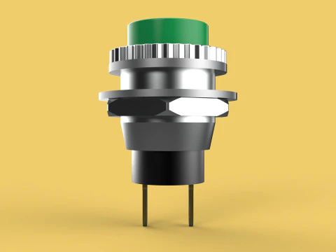 BOT&Atilde;O VERDE AUTO RESET MOMENT&Aacute;RIO PEQUENO INTERRUPTOR DE PRESS&Atilde;O REDONDO Modelo 3D