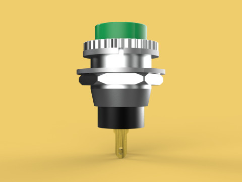 GREEN PUSH BUTTON MOMENTARY SELF RESET SMALL PRESS SWITCH ROUND 3D Model