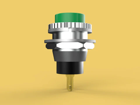 BOT&Atilde;O VERDE AUTO RESET MOMENT&Aacute;RIO PEQUENO INTERRUPTOR DE PRESS&Atilde;O REDONDO Modelo 3D