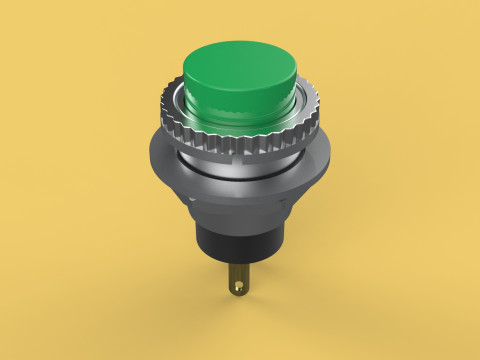 GREEN PUSH BUTTON MOMENTARY SELF RESET SMALL PRESS SWITCH ROUND 3D Model