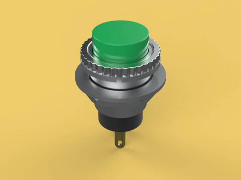 BOT&Atilde;O VERDE AUTO RESET MOMENT&Aacute;RIO PEQUENO INTERRUPTOR DE PRESS&Atilde;O REDONDO Modelo 3D