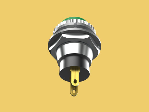 GREEN PUSH BUTTON MOMENTARY SELF RESET SMALL PRESS SWITCH ROUND 3D Model