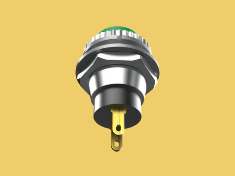 BOT&Atilde;O VERDE AUTO RESET MOMENT&Aacute;RIO PEQUENO INTERRUPTOR DE PRESS&Atilde;O REDONDO Modelo 3D