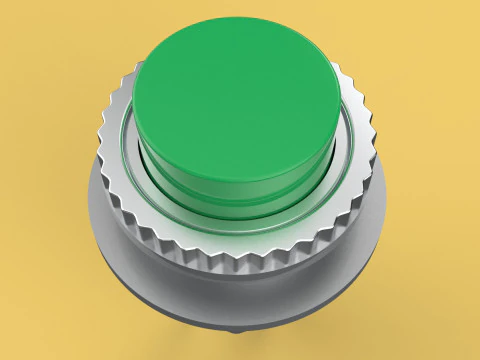 BOT&Atilde;O VERDE AUTO RESET MOMENT&Aacute;RIO PEQUENO INTERRUPTOR DE PRESS&Atilde;O REDONDO Modelo 3D