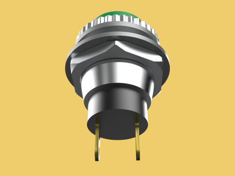 GREEN PUSH BUTTON MOMENTARY SELF RESET SMALL PRESS SWITCH ROUND 3D Model