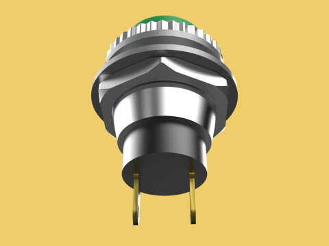 BOT&Atilde;O VERDE AUTO RESET MOMENT&Aacute;RIO PEQUENO INTERRUPTOR DE PRESS&Atilde;O REDONDO Modelo 3D