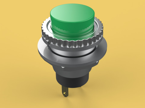GREEN PUSH BUTTON MOMENTARY SELF RESET SMALL PRESS SWITCH ROUND 3D Model