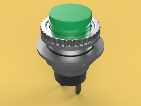 GREEN PUSH BUTTON MOMENTARY SELF RESET SMALL PRESS SWITCH ROUND 3D Model