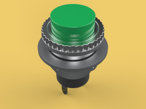 GREEN PUSH BUTTON MOMENTARY SELF RESET SMALL PRESS SWITCH ROUND 3D Model