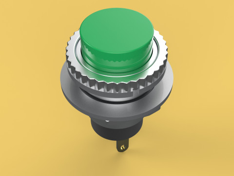 GREEN PUSH BUTTON MOMENTARY SELF RESET SMALL PRESS SWITCH ROUND 3D Model