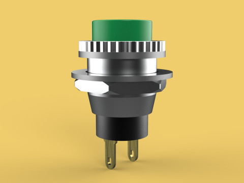 GREEN PUSH BUTTON MOMENTARY SELF RESET SMALL PRESS SWITCH ROUND 3D Model