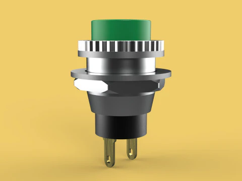 BOT&Atilde;O VERDE AUTO RESET MOMENT&Aacute;RIO PEQUENO INTERRUPTOR DE PRESS&Atilde;O REDONDO Modelo 3D