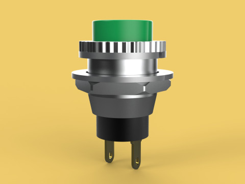 GREEN PUSH BUTTON MOMENTARY SELF RESET SMALL PRESS SWITCH ROUND 3D Model