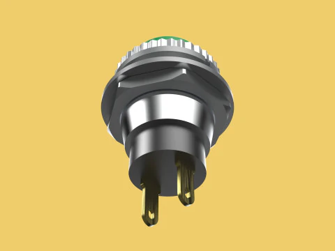 BOT&Atilde;O VERDE AUTO RESET MOMENT&Aacute;RIO PEQUENO INTERRUPTOR DE PRESS&Atilde;O REDONDO Modelo 3D