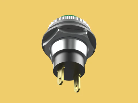 BOT&Atilde;O VERDE AUTO RESET MOMENT&Aacute;RIO PEQUENO INTERRUPTOR DE PRESS&Atilde;O REDONDO Modelo 3D