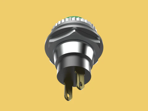 BOT&Atilde;O VERDE AUTO RESET MOMENT&Aacute;RIO PEQUENO INTERRUPTOR DE PRESS&Atilde;O REDONDO Modelo 3D