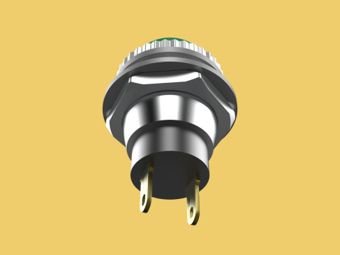 GREEN PUSH BUTTON MOMENTARY SELF RESET SMALL PRESS SWITCH ROUND 3D Model