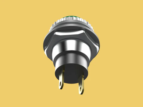 BOT&Atilde;O VERDE AUTO RESET MOMENT&Aacute;RIO PEQUENO INTERRUPTOR DE PRESS&Atilde;O REDONDO Modelo 3D