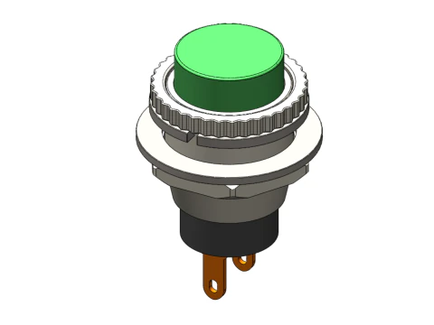 BOT&Atilde;O VERDE AUTO RESET MOMENT&Aacute;RIO PEQUENO INTERRUPTOR DE PRESS&Atilde;O REDONDO Modelo 3D