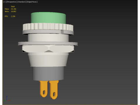 BOT&Atilde;O VERDE AUTO RESET MOMENT&Aacute;RIO PEQUENO INTERRUPTOR DE PRESS&Atilde;O REDONDO Modelo 3D