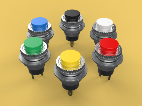 COLORFUL PUSH BUTTON MOMENTARY SELF RESET SMALL PRESS SWITCH SET 3D Модель