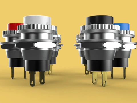 COLORFUL PUSH BUTTON MOMENTARY SELF RESET SMALL PRESS SWITCH SET 3D Model