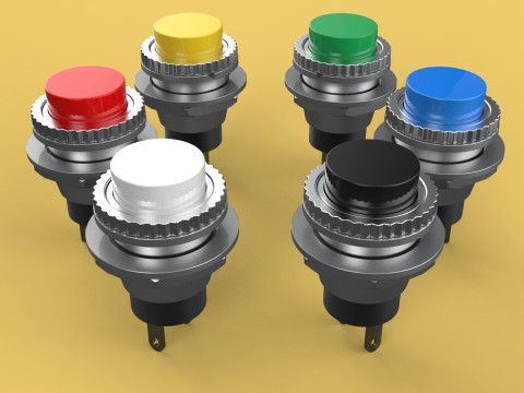 COLORFUL PUSH BUTTON MOMENTARY SELF RESET SMALL PRESS SWITCH SET 3D मॉडल