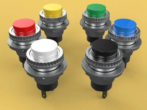 COLORFUL PUSH BUTTON MOMENTARY SELF RESET SMALL PRESS SWITCH SET 3D Model