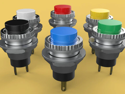 COLORFUL PUSH BUTTON MOMENTARY SELF RESET SMALL PRESS SWITCH SET 3D Model