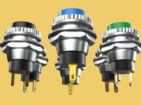 COLORFUL PUSH BUTTON MOMENTARY SELF RESET SMALL PRESS SWITCH SET 3D मॉडल